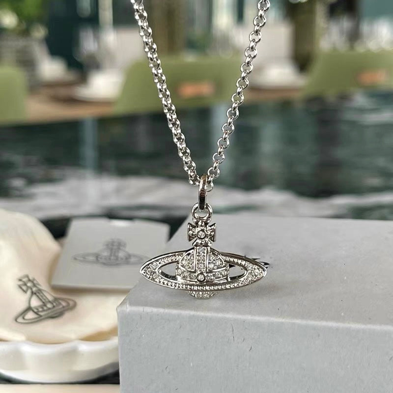 S925 Silver Saturn Necklace