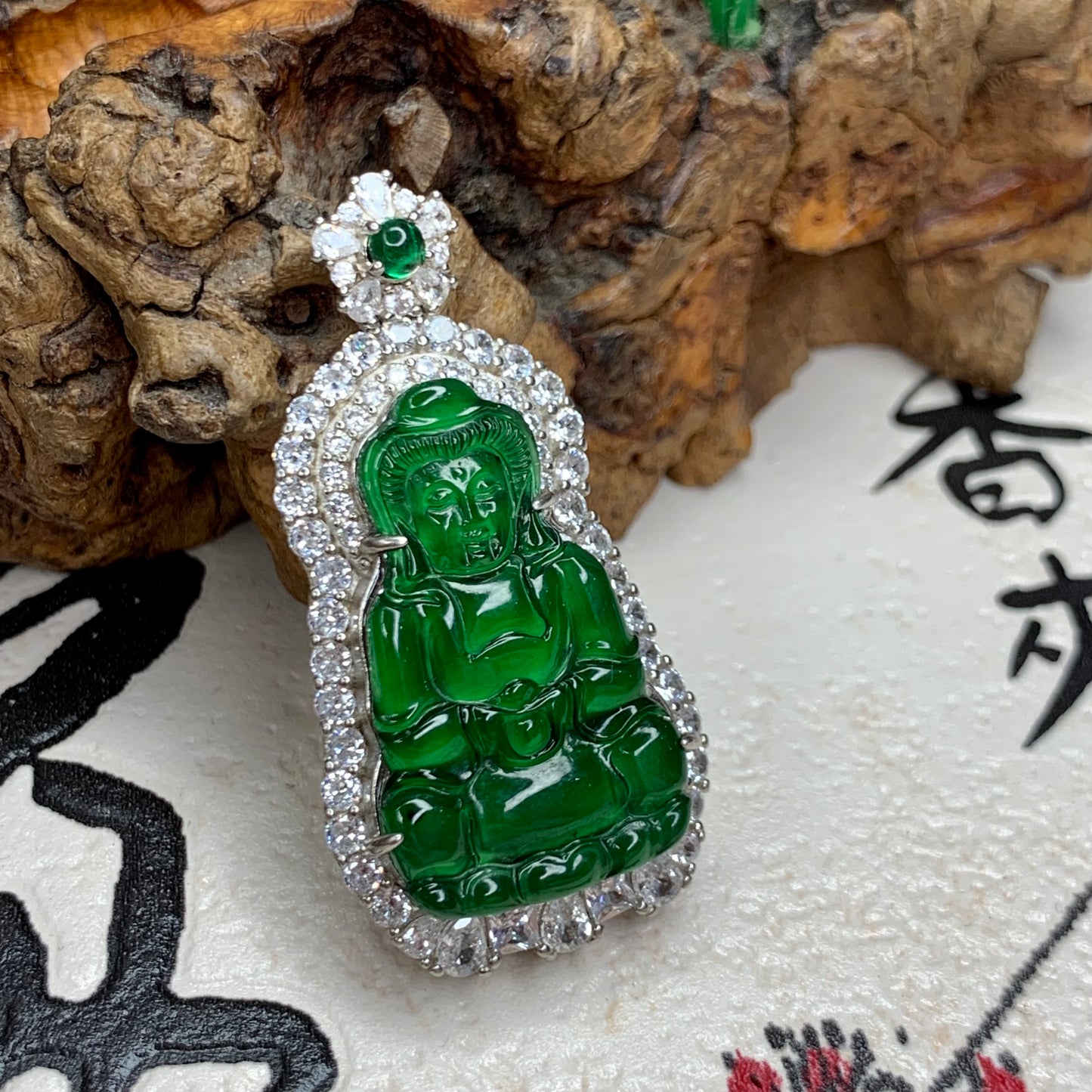 Three-piece set of natural Myanmar A-quality jadeite pendants